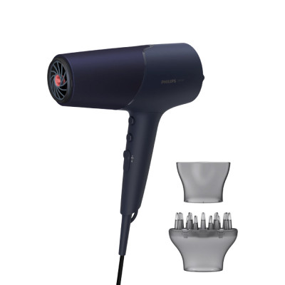 Philips Hair Dryer 2300W with ThermoShield Technology, 3 Heat and 2 Speed Settings, Blue &amp;amp;amp; Metallic.