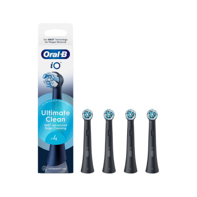 Oral-B Toothbrush Refill iO Ultimate Clean, for Oral-B iO, Pack of 4, Black