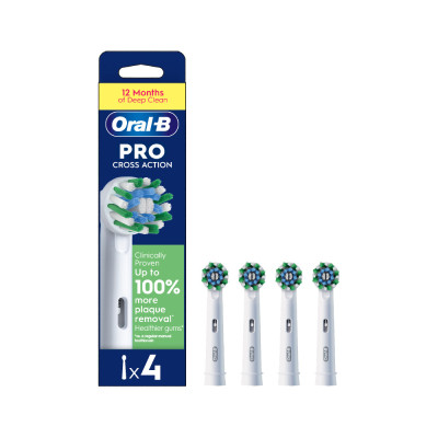 Oral-B Toothbrush Refill Vitality CrossAction, for Oral-B Vitality, Pack of 4, White