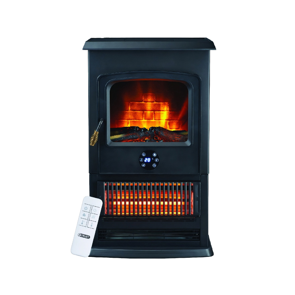 ترست مدفأة كهربائية شكل موقد (FlameFire) 1800 واط، أسود.