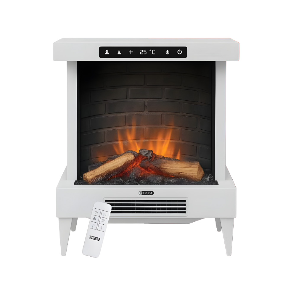 ترست مدفأة كهربائية شكل موقد (FlameGlow) 1800 واط، أبيض.