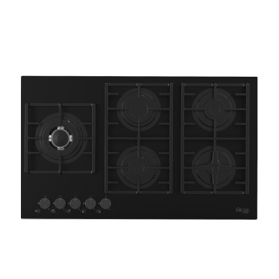 Firegas Hi-Tech Built-In Gas Hob 90 Cm, 5 Burners, Black Glass.