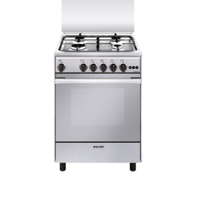 Glem Gas Oven Free Standing 4 Burners, Size 60*60 Cm, Capacity 65 Ltr, Stainless Steel.