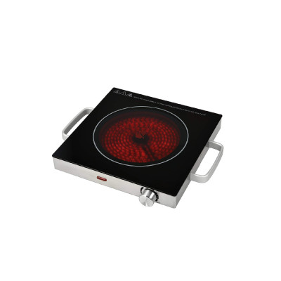 Trust Single Hob Plate Electric Ceramic, Stainless Steel / Black Glass.