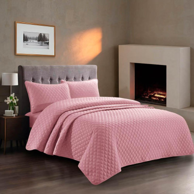 Well Bed Cover & Sheet Set SKY RAMA Single 3 Pieces 150x200 cm Coral