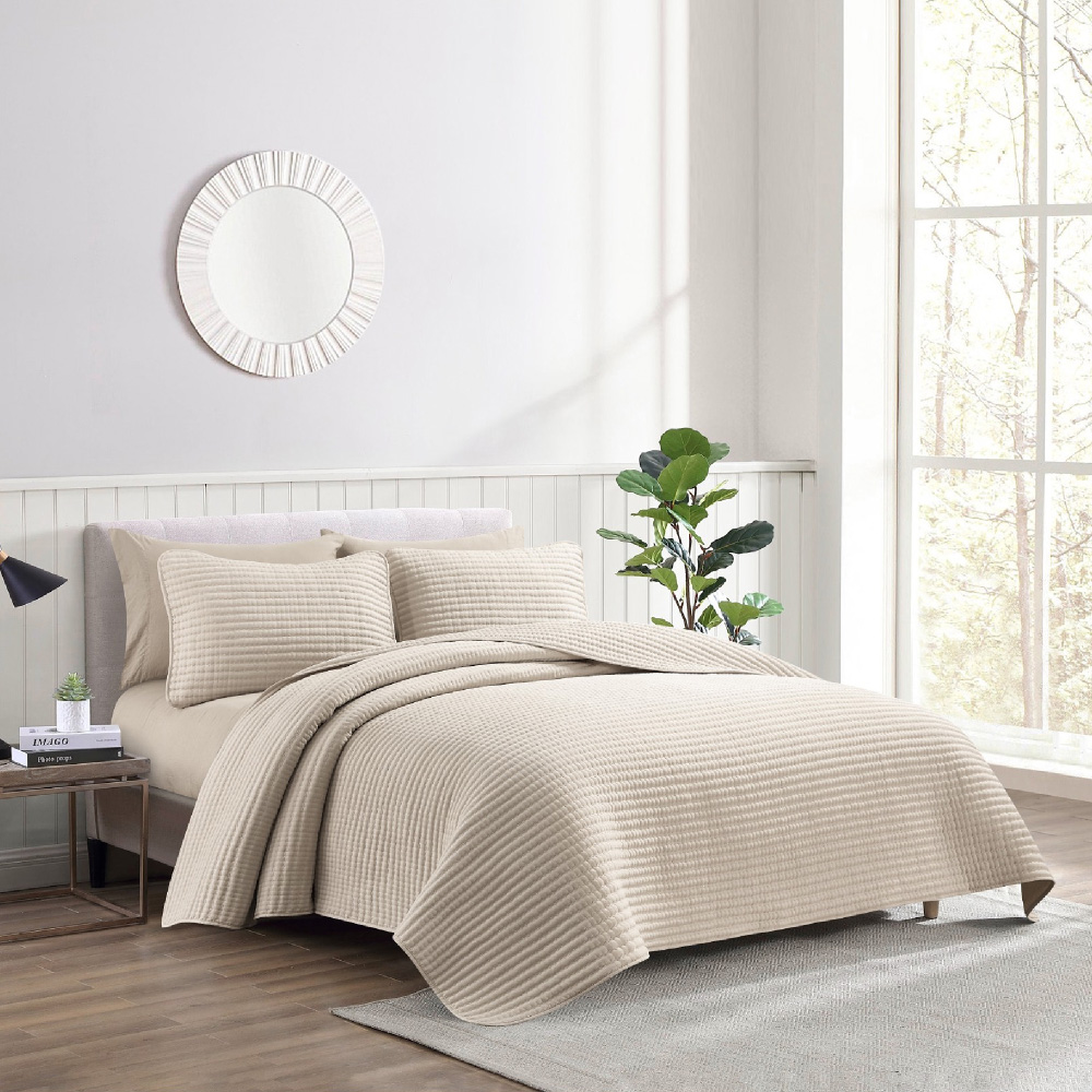 ويل طقم غطاء سرير وشراشف CHIC AURELIA 6 قطع مقاس 240x220 سم لون بيج