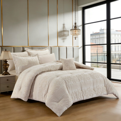 Well Bed Cover & Sheet Set TAILOR JACQUARD PURELLE 7 Pieces 260x240 cm Ivory