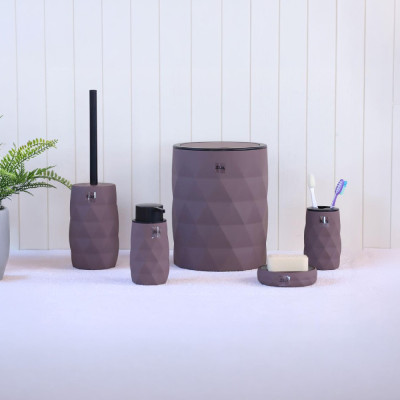 Well Bathroom Accessories Set LUMINOUS 5 Pieces Black & Brown