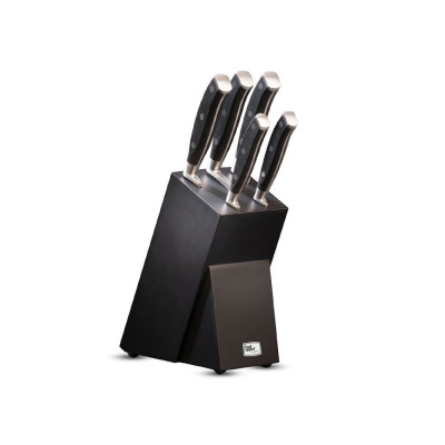 Food Appeal 6 Piece Knife Set + Wooden Holder Black CLASSIC Series