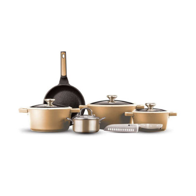 Food Appeal Cookware Set Black Berry 10 pcs Cream
