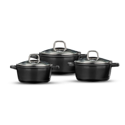 Food Appeal Cookware Set Marble Class 6 Pieces Black