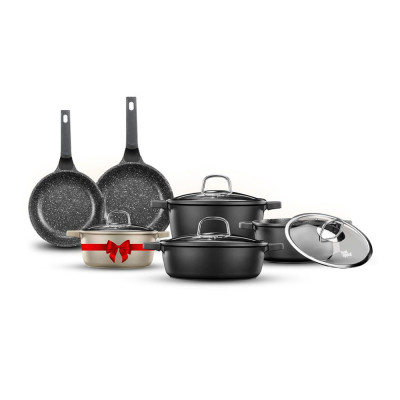 Food Appeal Cookware Set MARBLE CLASS 10 Pieces Black