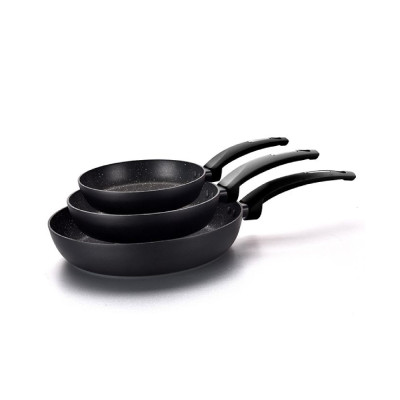 Food Appeal Everyday Plus Series 3-Piece Frying Pan Set, Black