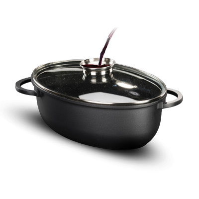 Food Appeal Roster Oval BLACK MARBLE 8 Liters Black