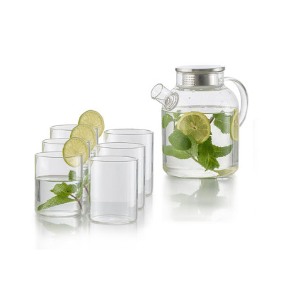 Food Appeal Pitcher & Cups Santiago Glass Set Clear