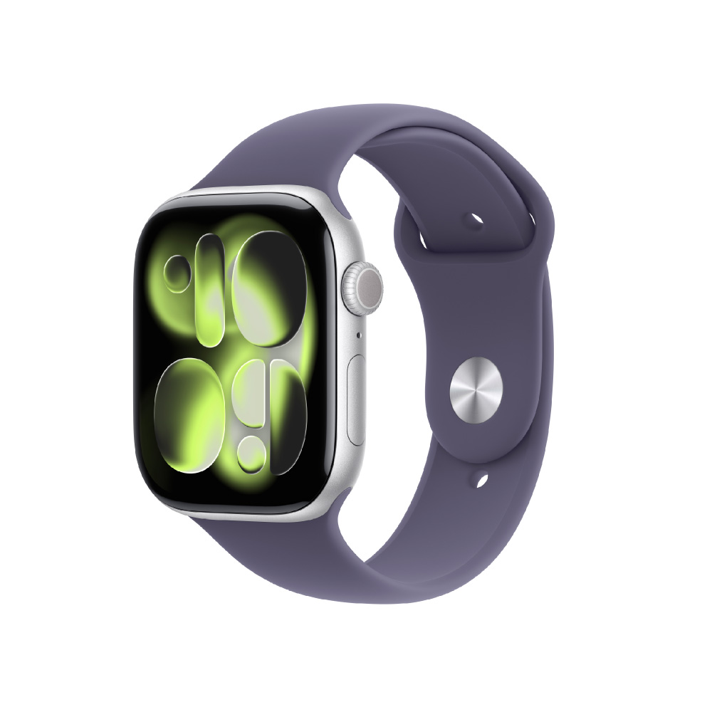 أبل ساعة Watch Series 11 GPS قياس 46مم هيكل Silver مع سوار Purple Fog Sport