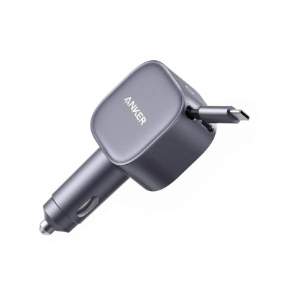 Anker Car Charger USB-C with Built-In Retractable Cable 75W Gray