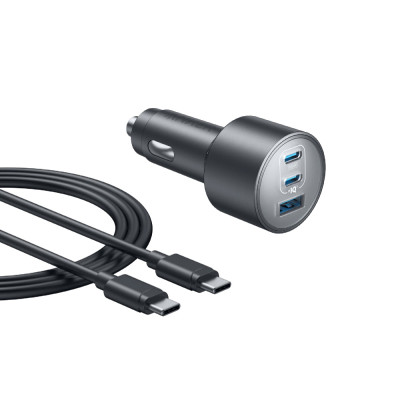Anker Car Charger USB-C 3 Ports with Cable Bundle 167.5W Gray