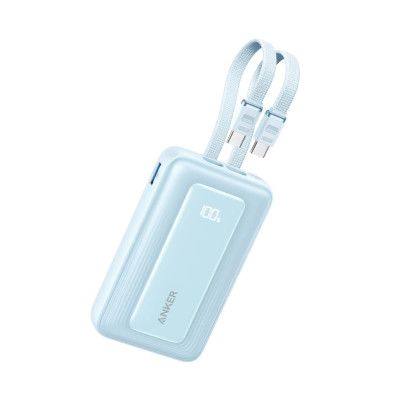 Anker Power Bank Zolo 35W with Built-In Dual USB-C Cables 10000mAh Blue