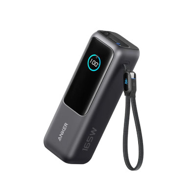 Anker Power Bank 165W with Built-In USB-C and Retractable Cable 25000mAh Black