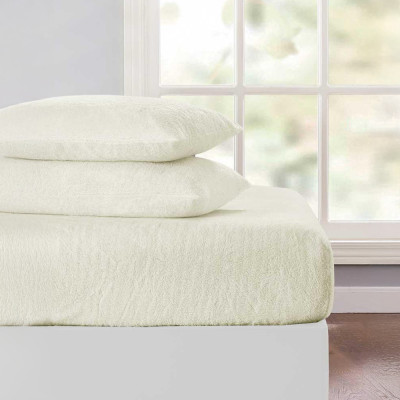 Well Mattress Cover VALOR WOOLY IVORY Twin 120×200+30cm, White