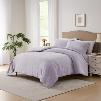 Well Bed Cover & Sheet Set EMPIRE PLUS Jacquard Flannel 4 Pcs, Double 240x220 cm, Cozy Purple