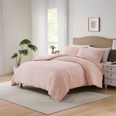 Well Bed Cover & Sheet Set EMPIRE PLUS Jacquard Flannel 4 Pcs, Double 240x220 cm, Cozy Rose