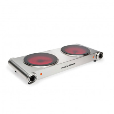 Morphy Richards Double Electric Hot Plate, 2400W, Silver