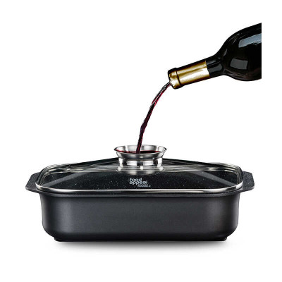 Food Appeal Roaster,34.5×24.5×8cm, 6L BLACK MARBLE Series, Black,