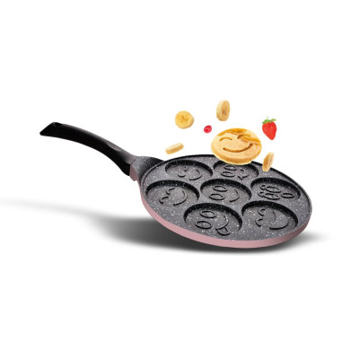 Food Appeal Pancake Pan, 26cm, 7 Molds, BLACK MARBLE Series, Black