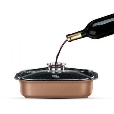 Food Appeal Roaster 34.5×24.5×8cm, 6L BLACK MARBLE Series, Brown