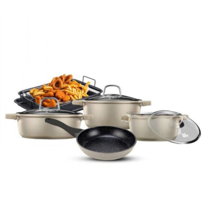 Food Appeal Cookware Set, 8 Pieces, MARBLE CLASS Series, Light Beige