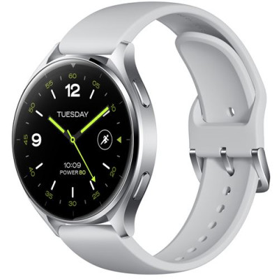 شاومي ساعة ذكية 2 بنظام تشغيل Google Wear OS بحجم 1.43 انش، فضي