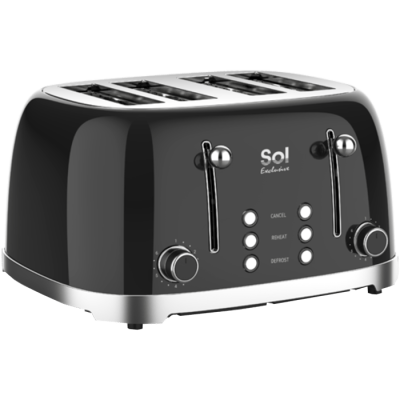 Luxury Toaster 4 slices black color Sol SL-7406-warranty by the official importer