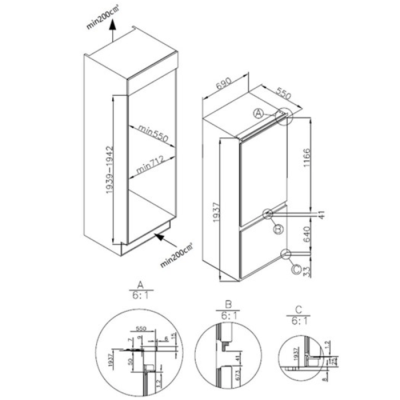  70 cm Gorenje NRKI619EA3 No Frost Plus integrated bottom freezer refrigerator - warranty by the official importer 