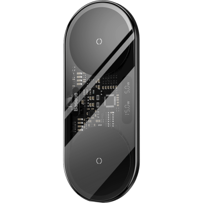 شاحن لاسلكي مزدوج شاشة LED رقمية Baseus - لون أسود ضمان لمدة عامين من المستورد الرسمي