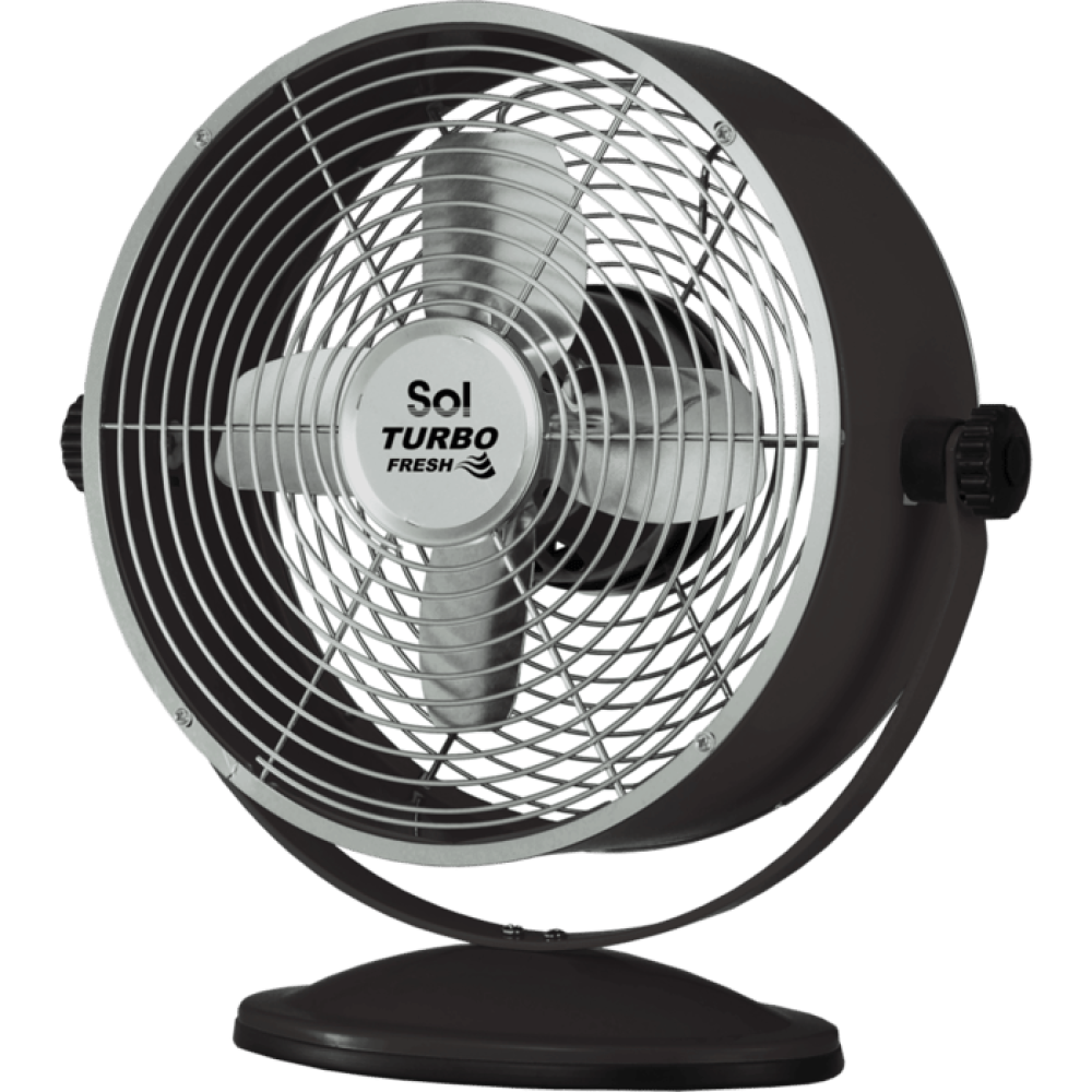 مروحة تربو لسطح المكتب مقاس 8 بوصات SOL Retro SL-5302 - ضمان اللون الأسود غير اللامع من قبل المستورد الرسمي