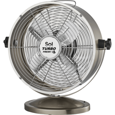 Desktop turbo fan 8" SOL Retro SL-5303 - Brushed stainless steel color Warranty by the official importer