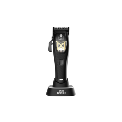 Rechargeable professional hair cutting machine Pro Barber Clippe HX-02 - black finish combined with gold warranty by Electra the official importer