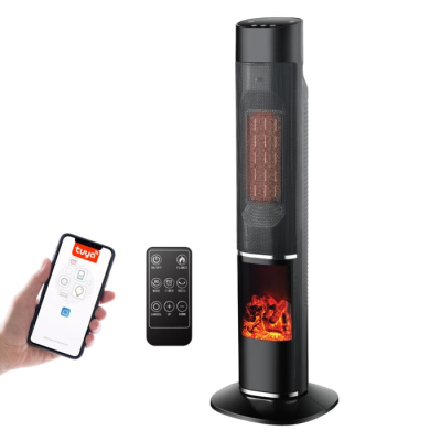 Rotating heater with remote control and Homex Aura app - black color, warranty by the official importer