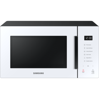 23-liter Samsung BeSpoke MS23T5018AW microwave oven - white color combined with black, three-year warranty by the official importer