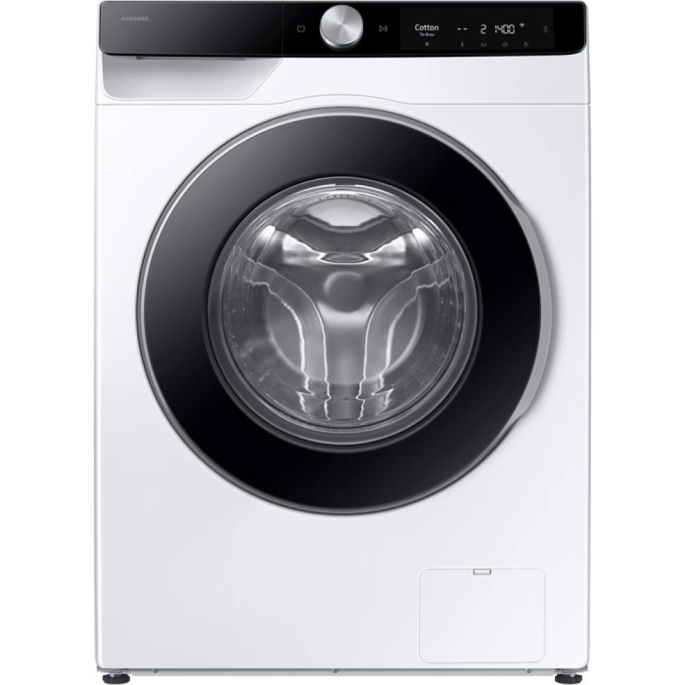  Front opening washing machine 9 kg Samsung WW90DG6U95LK AI Eco Bubble at a speed of 1400 rpm with an automatic filling tank - white color black door warranty by Samsung Israel 