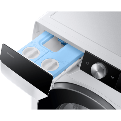  Front opening washing machine 9 kg Samsung WW90DG6U95LK AI Eco Bubble at a speed of 1400 rpm with an automatic filling tank - white color black door warranty by Samsung Israel 