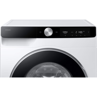  Front opening washing machine 9 kg Samsung WW90DG6U95LK AI Eco Bubble at a speed of 1400 rpm with an automatic filling tank - white color black door warranty by Samsung Israel 
