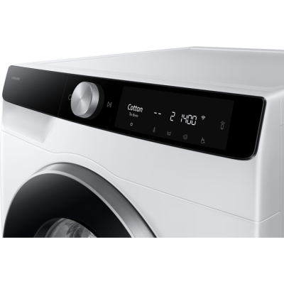  Front opening washing machine 9 kg Samsung WW90DG6U95LK AI Eco Bubble at a speed of 1400 rpm with an automatic filling tank - white color black door warranty by Samsung Israel 