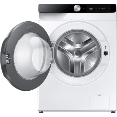  Front opening washing machine 9 kg Samsung WW90DG6U95LK AI Eco Bubble at a speed of 1400 rpm with an automatic filling tank - white color black door warranty by Samsung Israel 