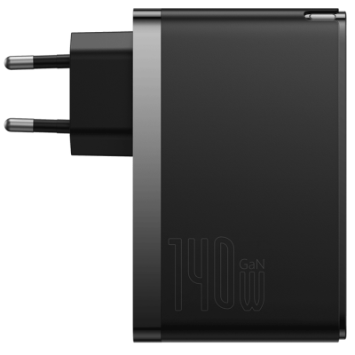 شاحن حائط Baseus GaN5 Pro USB 140W يتضمن كابل USB-C بطول 1 متر - لون أسود ضمان لمدة عامين من المستورد الرسمي