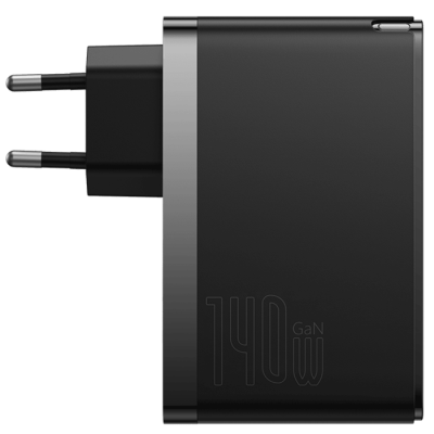 شاحن حائط Baseus GaN5 Pro USB 140W يتضمن كابل USB-C بطول 1 متر - لون أسود ضمان لمدة عامين من المستورد الرسمي