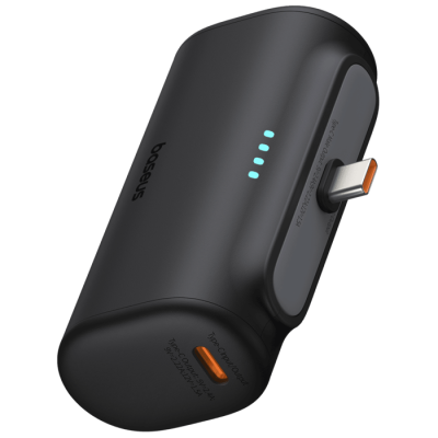 بطارية احتياطية Baseus Compact Power Bank USB-C Edition 5000mAh 20W - اللون الأسود ضمان لمدة عامين من المستورد الرسمي