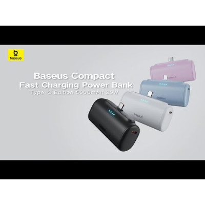 بطارية احتياطية Baseus Compact Power Bank USB-C Edition 5000mAh 20W - اللون الأسود ضمان لمدة عامين من المستورد الرسمي